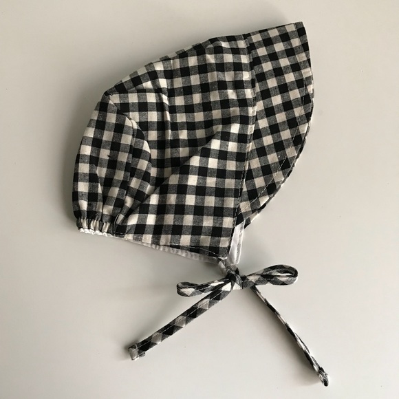 Other - Brand New Check Linen Brimmed Bonnet 6-12 Months